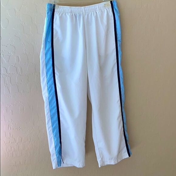 Nike Women’s Cropped Track Pants White & Light Blue Side Stripe – Size M - Picture 2 of 8